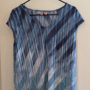 Chico's Easywear Womens Shift Dress Multicolor Striped V Neck Sleeveless Size 2